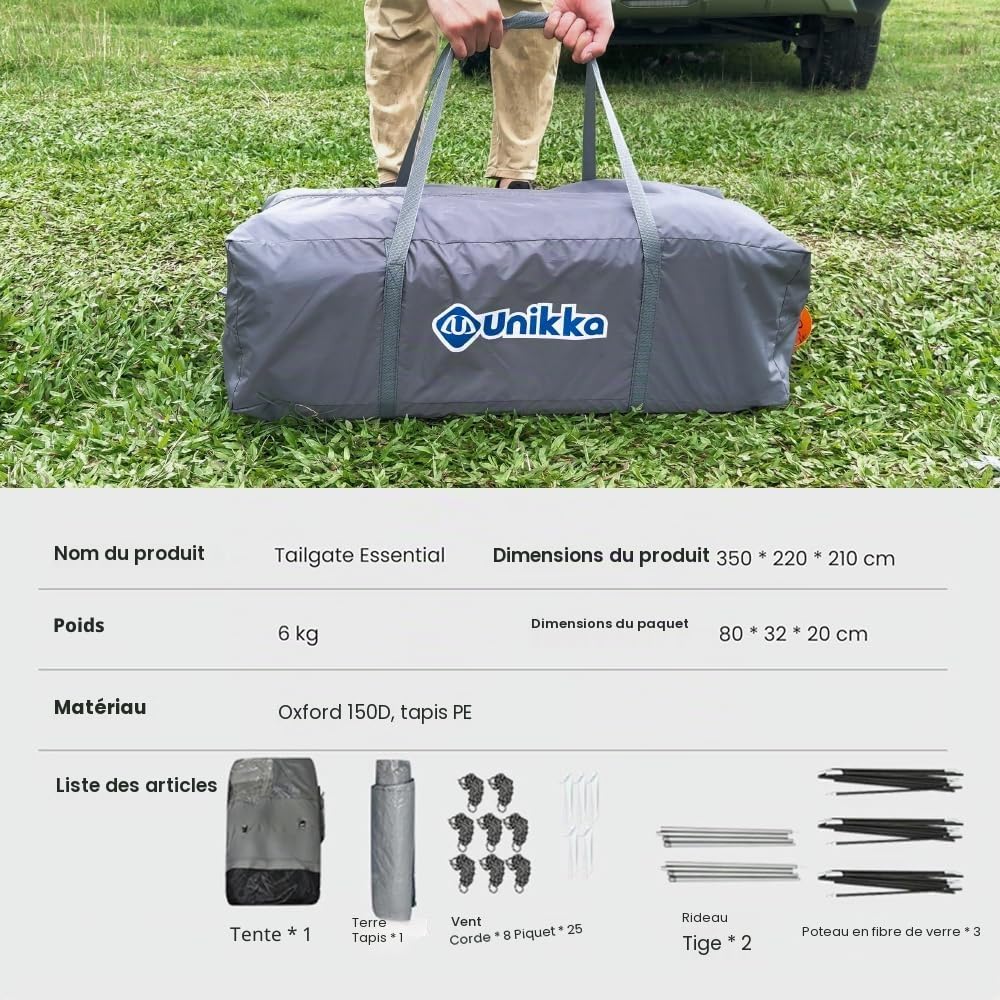 Tailgate Essential - Auvent Auto Portatif et Indépendant Imperméable & Convient à Tous les Véhicules