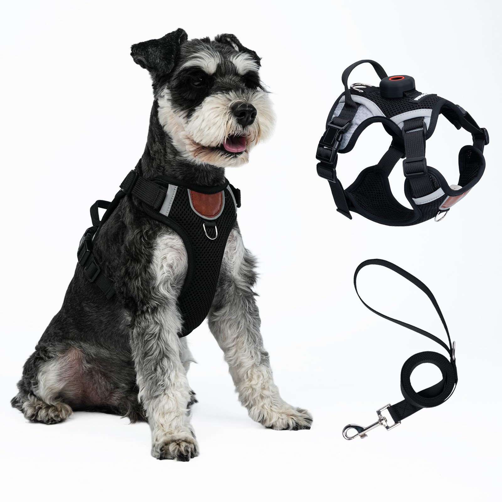 Cat Harness and Leash Set With AirTag Holder, Escape Proof Adjustable Kitten Vest with Lead for Large Cat Fat Small Dog Puppy Walking, Soft Breathable Mesh Jacket with Reflective Strips XL, Black โ image 1