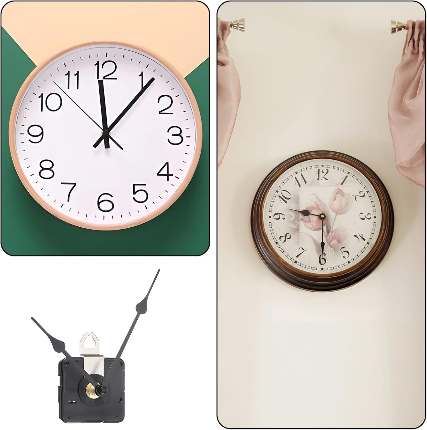 31mm Quartz Long Shaft Quartz Clock Movement Kit DIY Wall Clock Mechanism Clocks Repair Kit with 2 Pairs Pointer Hands Replacement Silent Sweep Seconds Mechanism Clocks Repair Kits for DIY Repairs