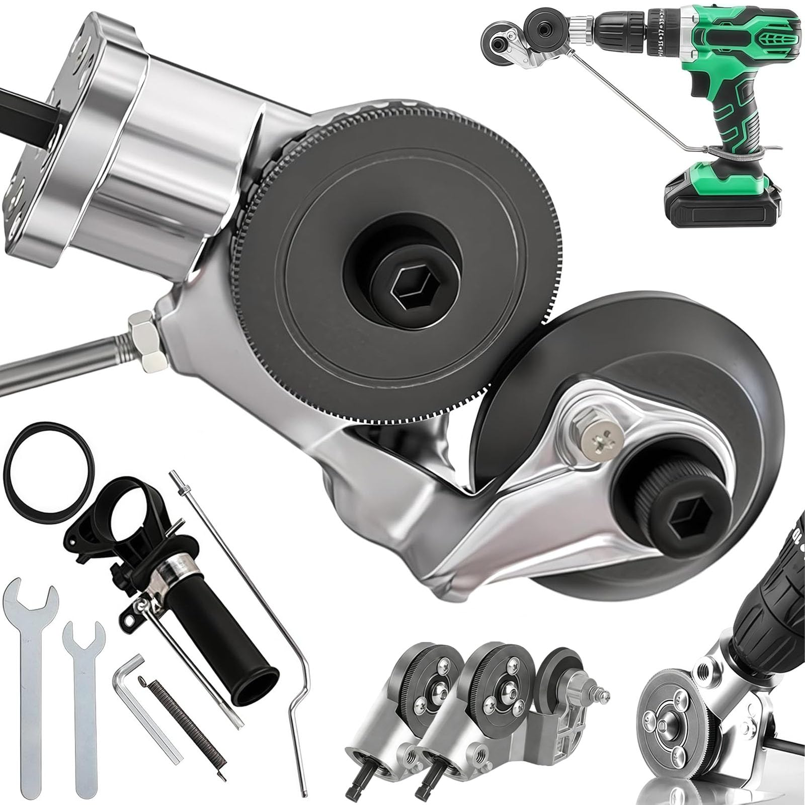 Titanium Drill Nibbler Sheet Metal Cutting Tool, Sheet Metal Cutter Drill Attachment with Universal Adapter, Electric Drill Metal Shears for Cutting Steel, Aluminum (2Pcs)