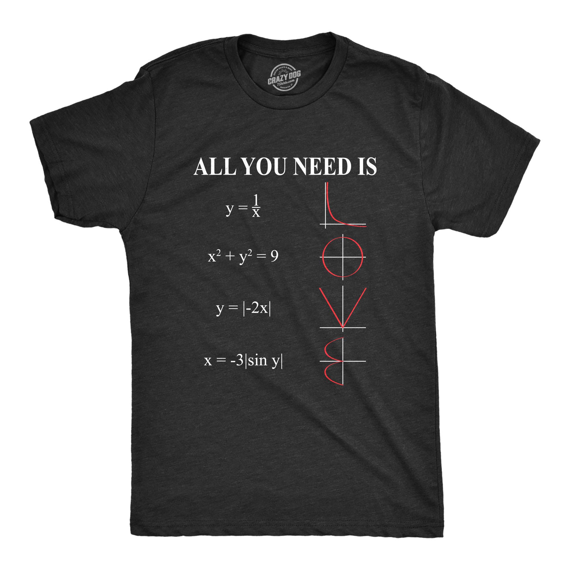 HAMERCOPMens All You Need is Love Equation Tshirt Funny Nerdy Math Tee Black