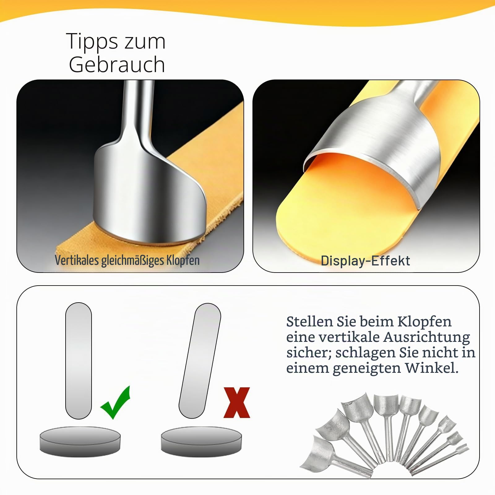 9 Stück Leder Werkzeug, 10mm-50mm Punziereisen Leder Locher für Gürtel Brieftaschen und Uhrenarmbänder Lederhandwerk