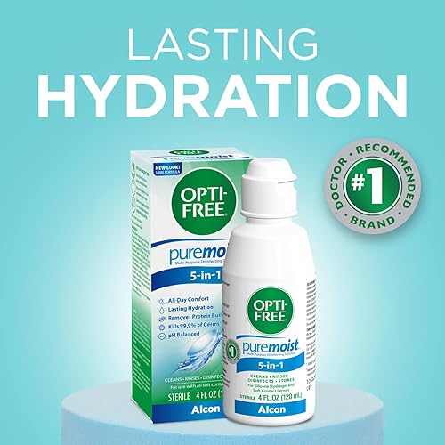 Vista 13 de Opti-Free Puremoist Solución multiusos de limpieza y desinfección de lentes de contacto con estuche para lentes, 2 onzas líquidas (paquete de 1)