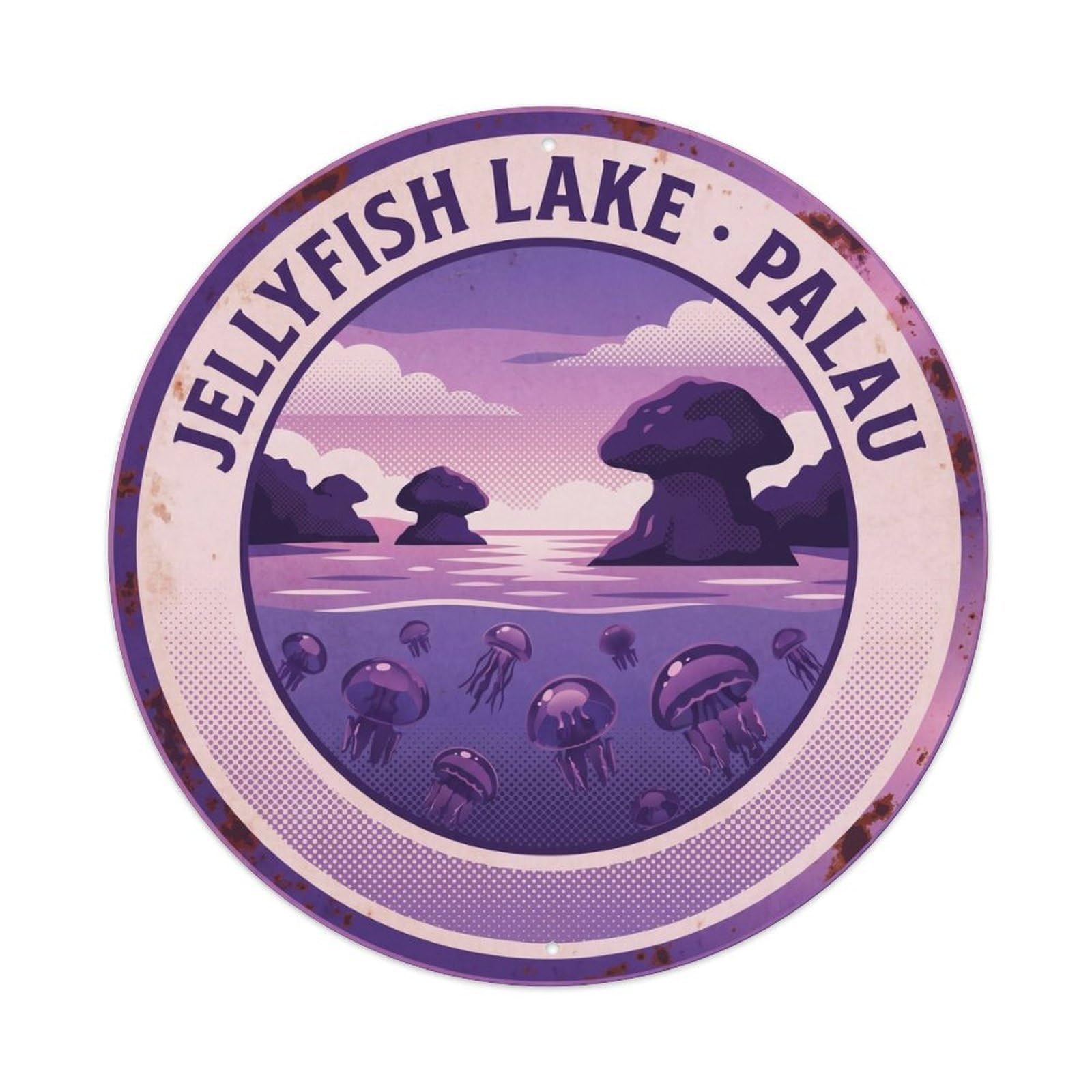 Violet Palau Jellyfish Lake Dusk Vintage Reef Metal Tin Sign
