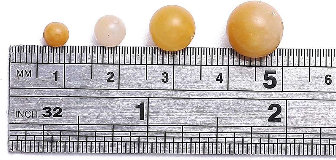 BEADIA Natural Yellow Jade Stone Round Loose Semi Gemstone Beads for Jewelry Making 4MM 89PCS Yellow Jade 4mm