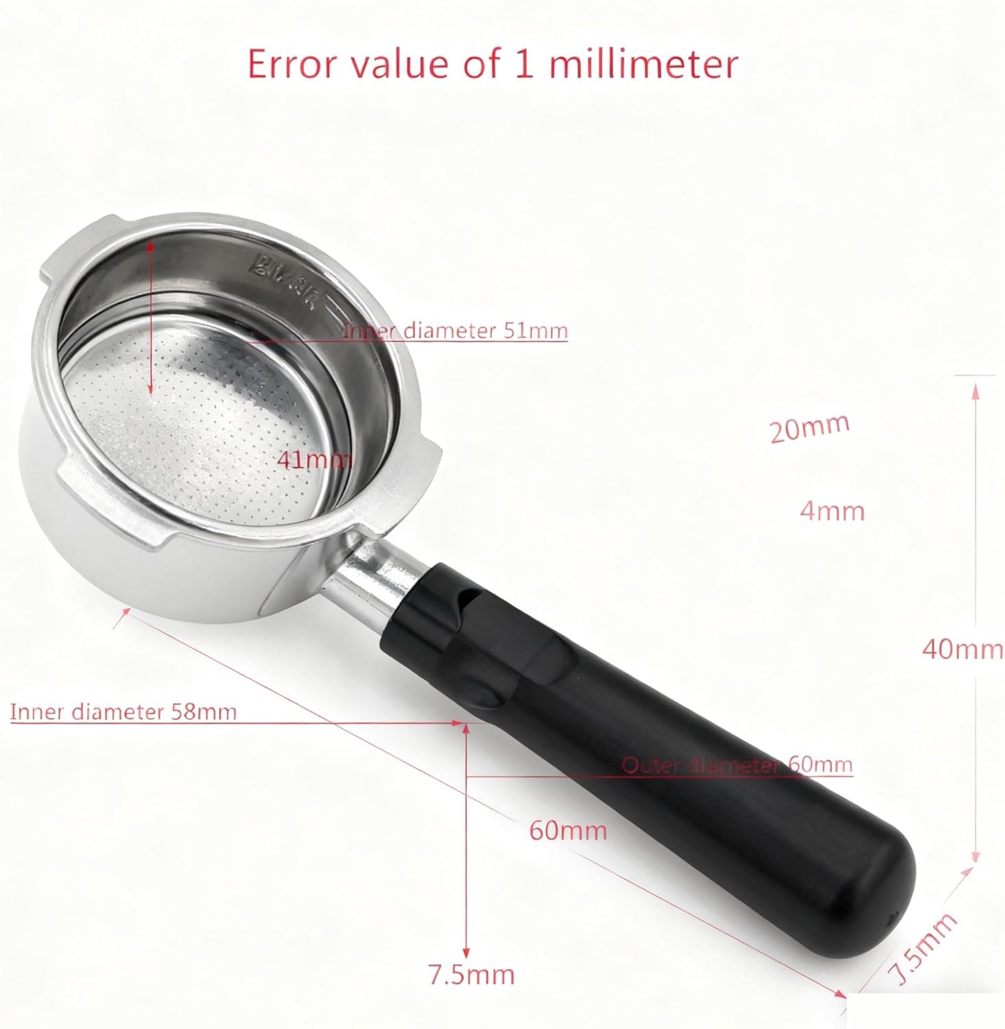 51mm Espresso Machine Handle Filter Accessory 2 Cups Pressure Coffee Basket, Compatible For SACHI，Compatible For HOMIX,Coffee Maker Parts(1set)