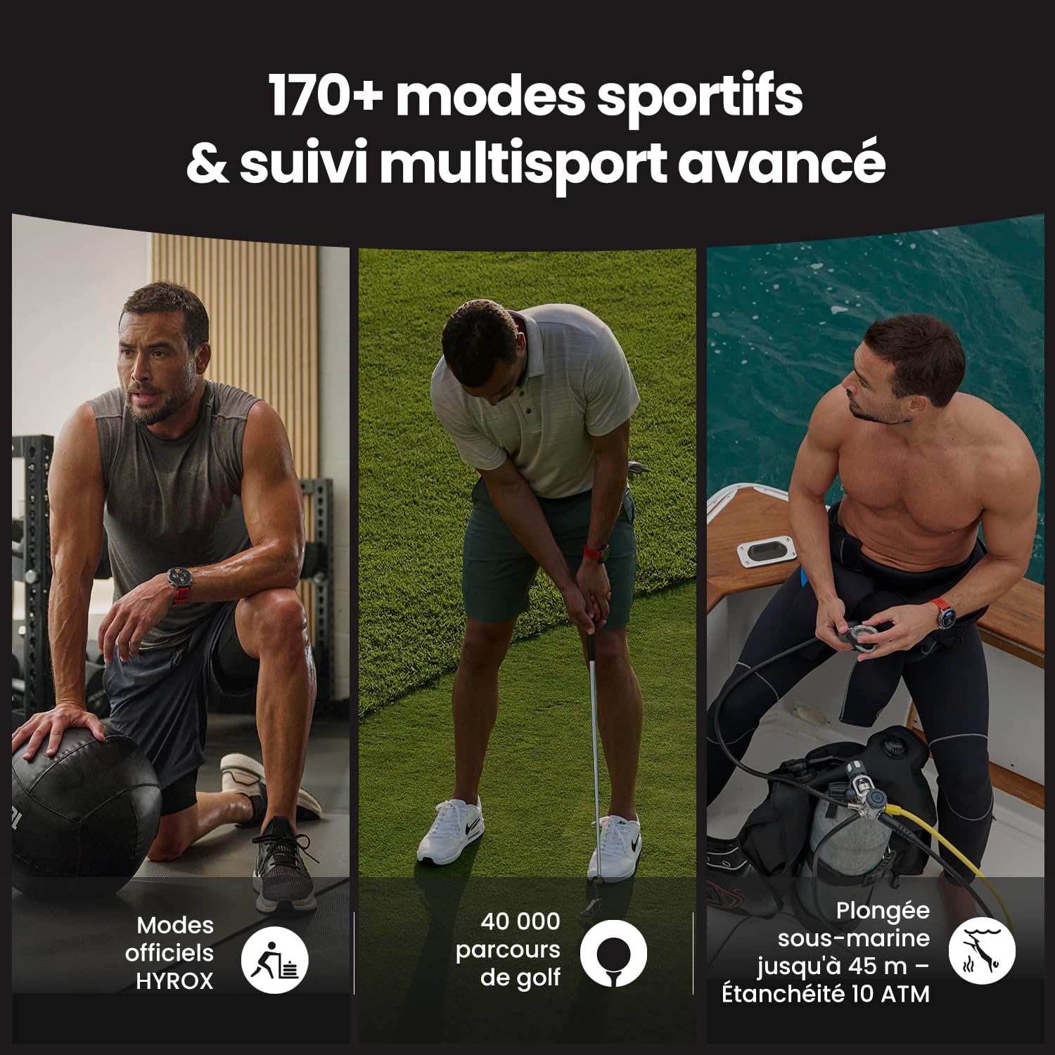 Amazfit Balance 2 Montre Connectée Homme 47mm, GPS, NFC, Écran AMOLED 1,5" en Verre Saphir, Autonomie 21J, 170 Modes Sport, Hyrox, Golf, Suivi Cardio & Sommeil, Smartwatch pour Android et iPhone