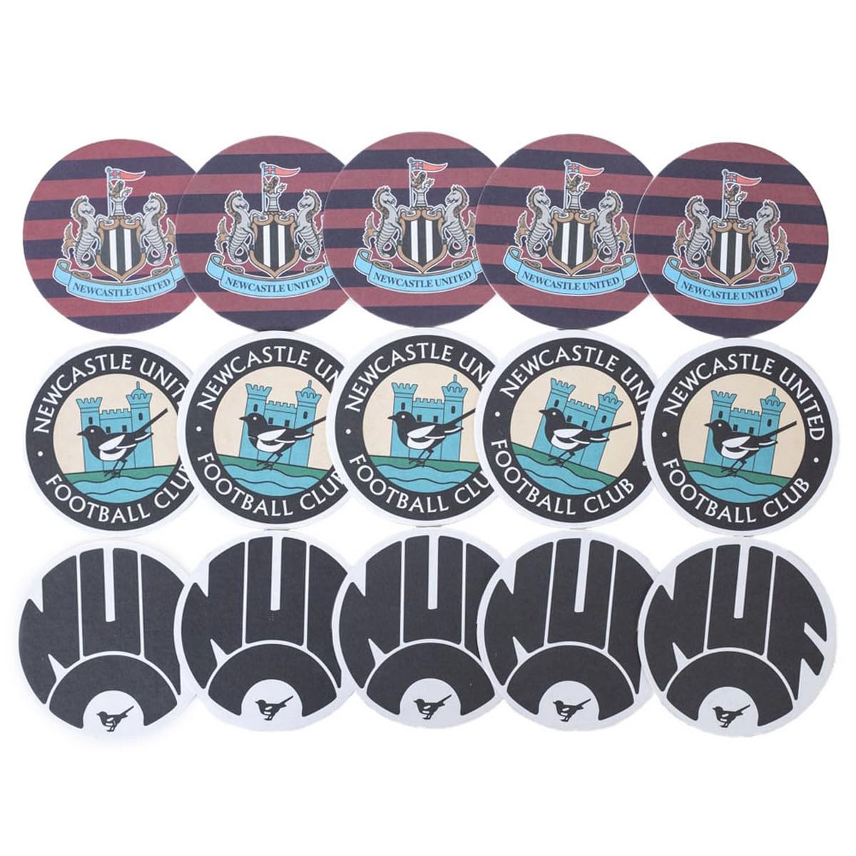 Newcastle United Retro Coasters, 15 Pack, 95-96 Away Kit Design, Official Licensed Product, 9.5cm Diameter