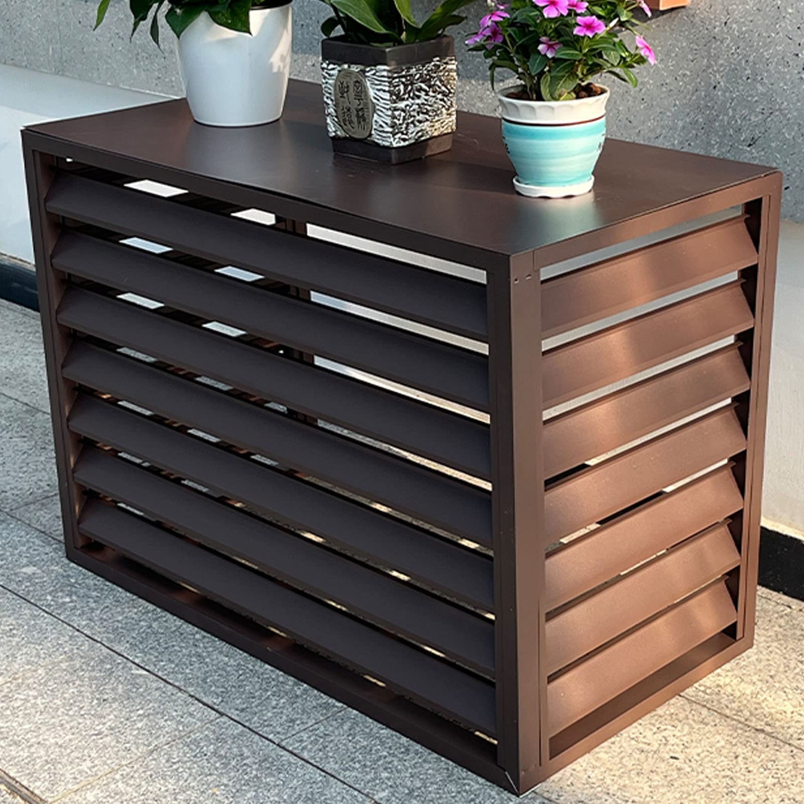 QYMYOZ Weatherproof Outdoor Air Conditioner Fence Cover - Stylish AC Rack Shield for Durable Protection - Ideal for Garden & Patio Hideaway