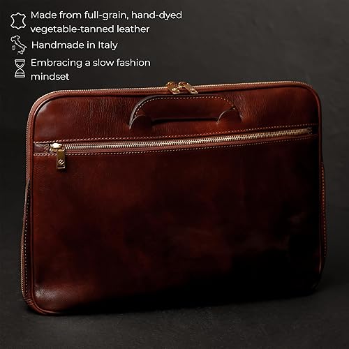 Miniatura 4 de Time Resistance Maletín de cuero delgado - Bolsa de cuero italiana hecha a mano para computadora - Maletín para hombre y mujer - Bolsa para laptop