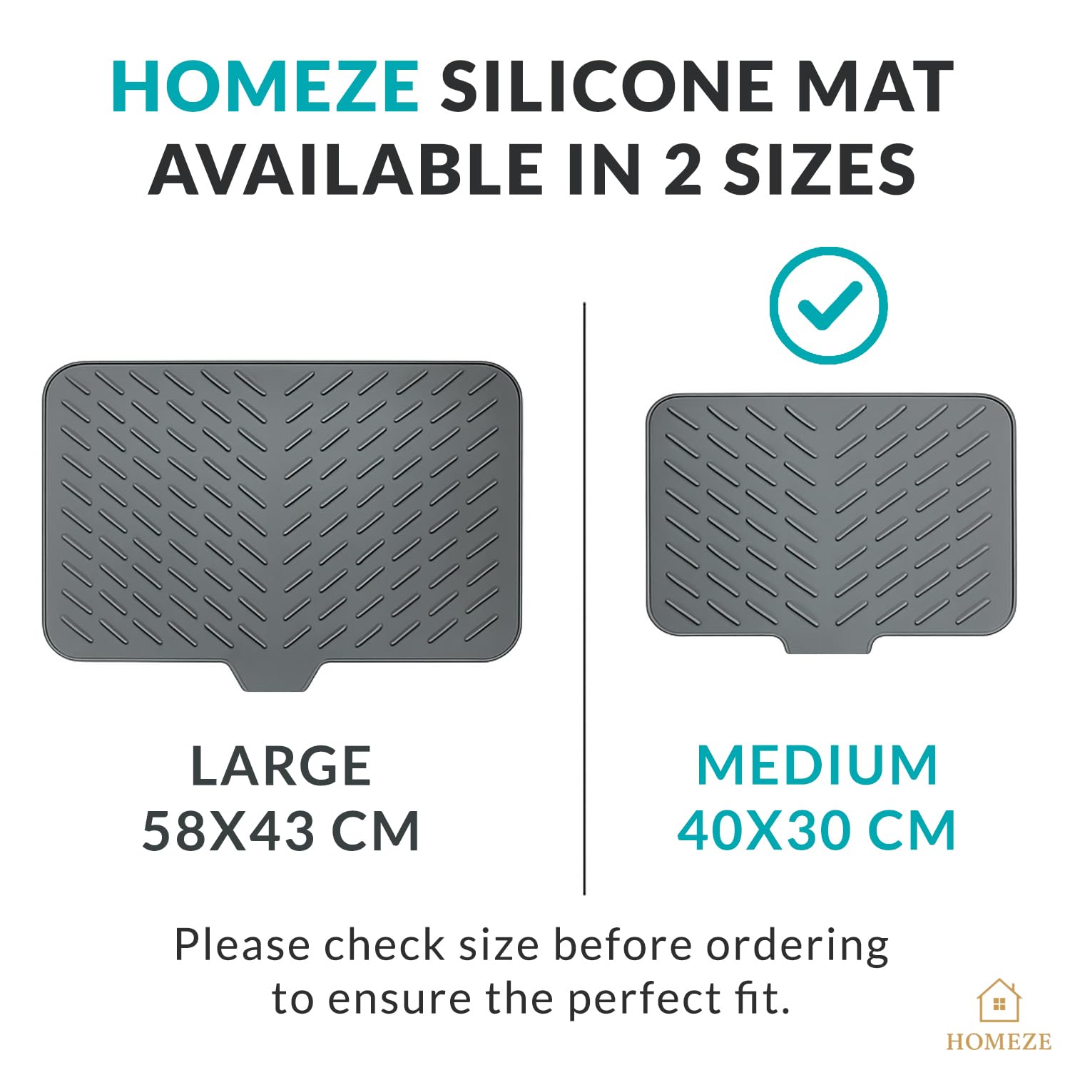 Homeze Tappetino scolapiatti da cucina in silicone, misura media, 40 x 30 cm, vassoio portaoggetti integrato per utensili, sottopentola resistente al calore, protegge i controsoffitti, previene
