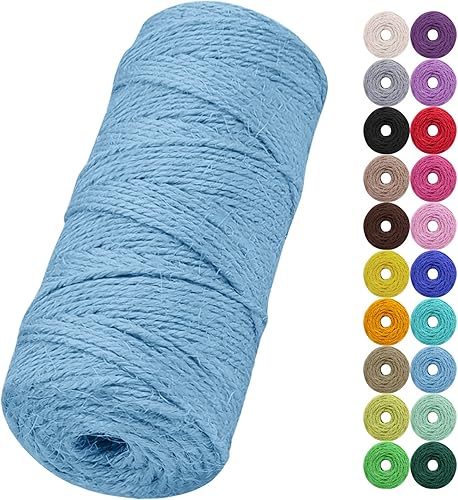 Miniatura 43 de Cuerda de yute natural de 0.079 pulgadas y 328 pies para manualidades, cuerda de yute de colores de 3 capas para envoltura de regalos, jardinería