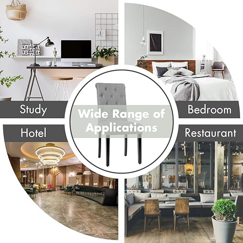 Miniatura 9 de Safstar Accent - Sillas de comedor sillas Parsons con patas de madera de goma maciza y pies ajustables sillas laterales tapizadas con respaldo alto