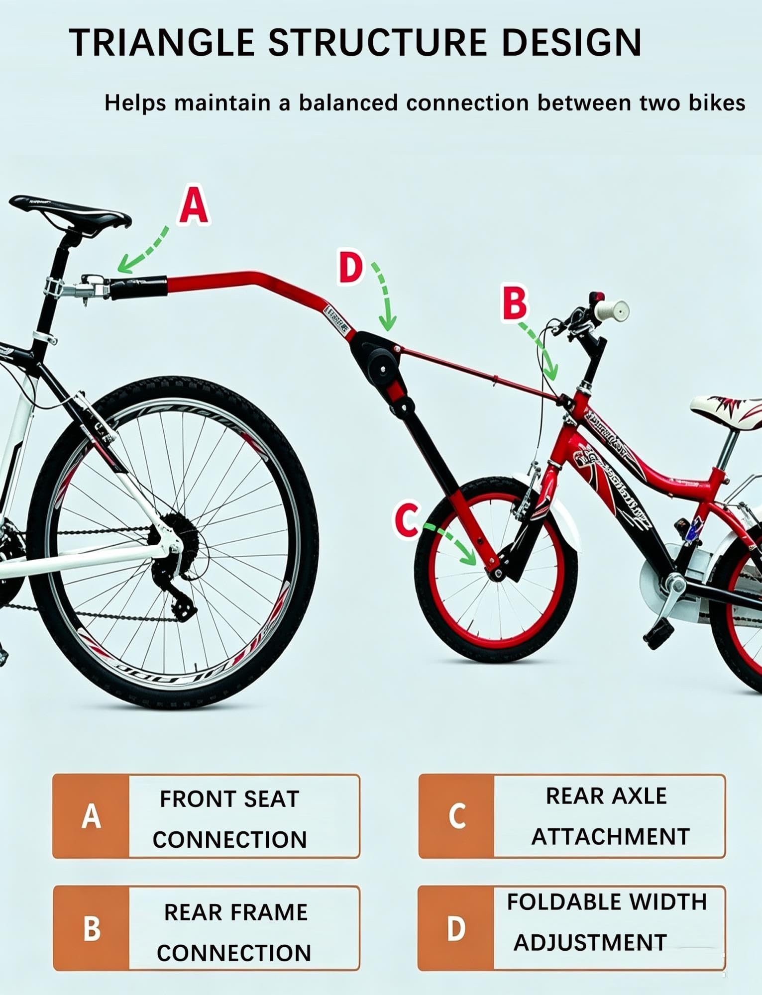 Barre Attelage Vélo Enfant Connecteur Remorque Vélo Ajustable