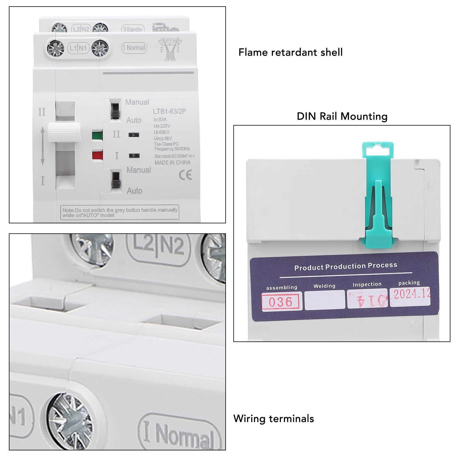 Alomejor Interrupteur de Transfert Automatique de Puissance 63A pour