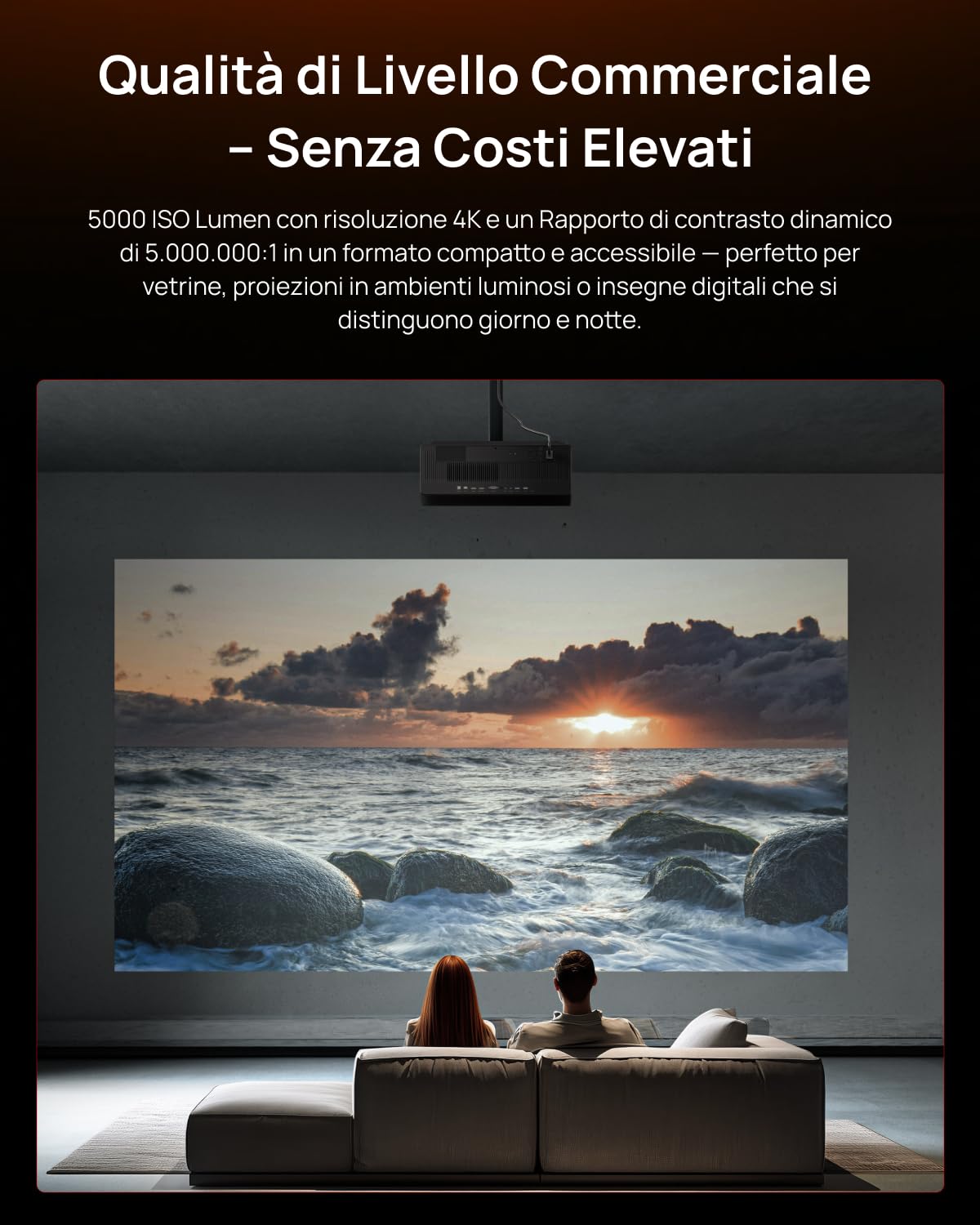 XGIMI TITAN Proiettore 4K a Doppio Laser per Home Cinema, 5000 Lumen, Zoom Ottico 1.2–1.8:1, IMAX Enhanced, Filmmaker Mode, HDR10+, Contrasto Elevato
