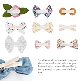 Baby Girl Hair Clips Bows Barrettes 10 Pack Fully Lined Alligator Clip Hair Accessories for Little Girls Toddler Kids Children Small
