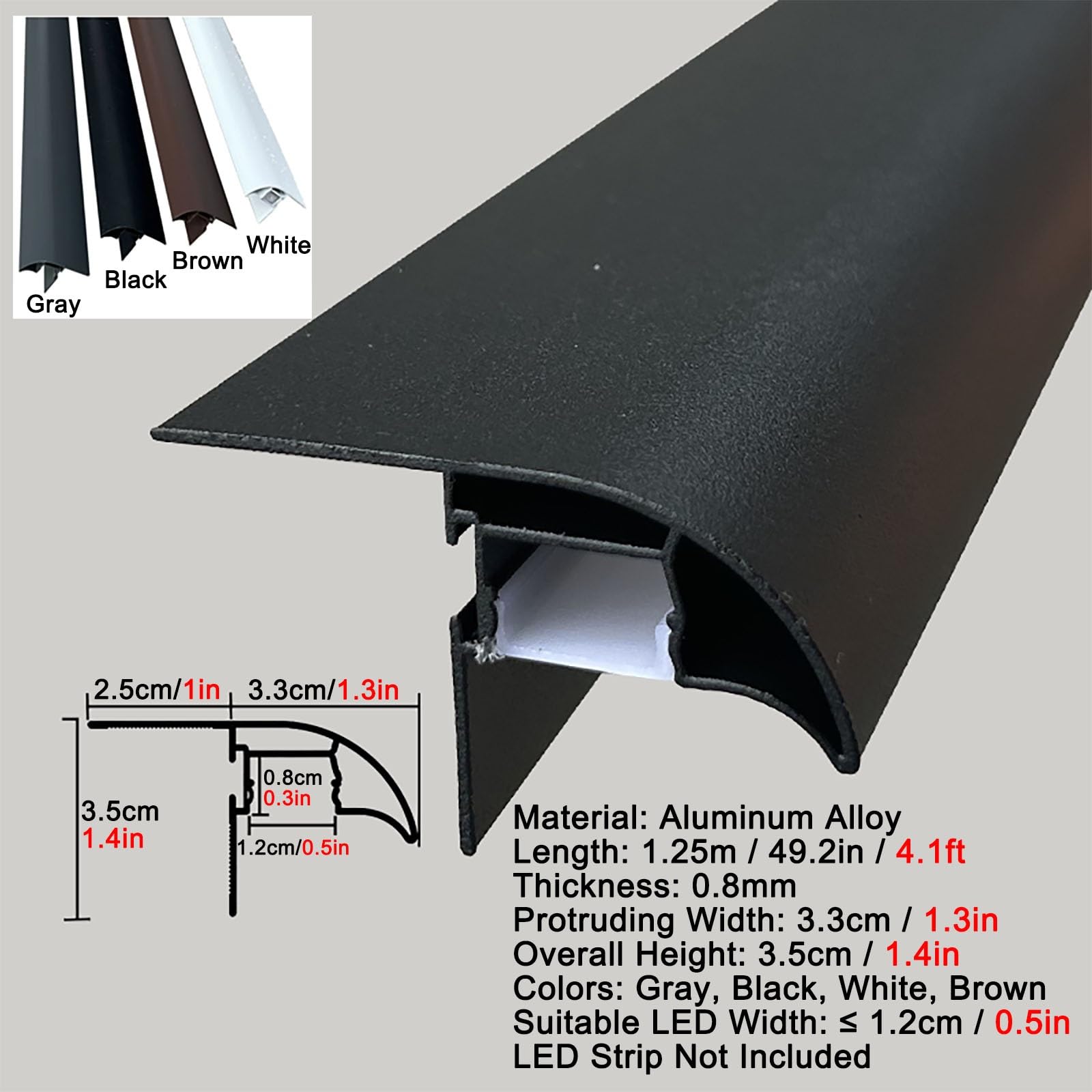 Borde goteo Perfil aluminio canal goterón 2PCS, remate drenaje agua techo con ranura luz, perfil impermeable alféizar ventana y balcón, cinta flashing exterior(Black)