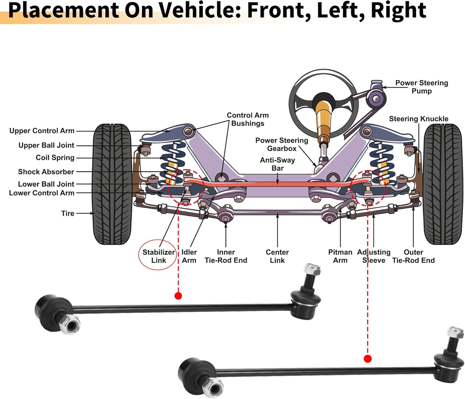 X AUTOHAUX 2pcs Front Sway Bar Links Stabilizer Link Kit for Audi A3 2006-2013 for Volkswagen Tiguan 2009-2012 Suspension Kit No.1K0411315K