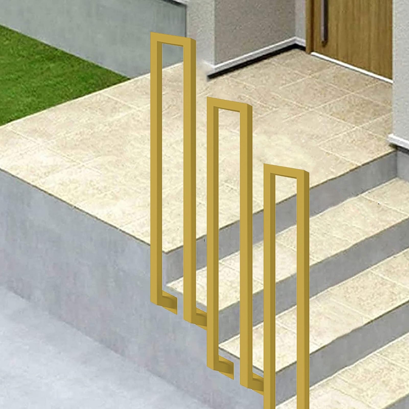 Rampe d'escalier extérieure pour faciliter l'accès au jardin et sécuriser le perron familial