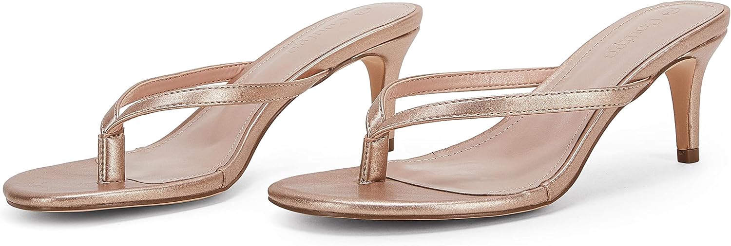 Coutgo Women's Flip Flops Kitten Heel Slip On Thong Slide Sandals - Image 2