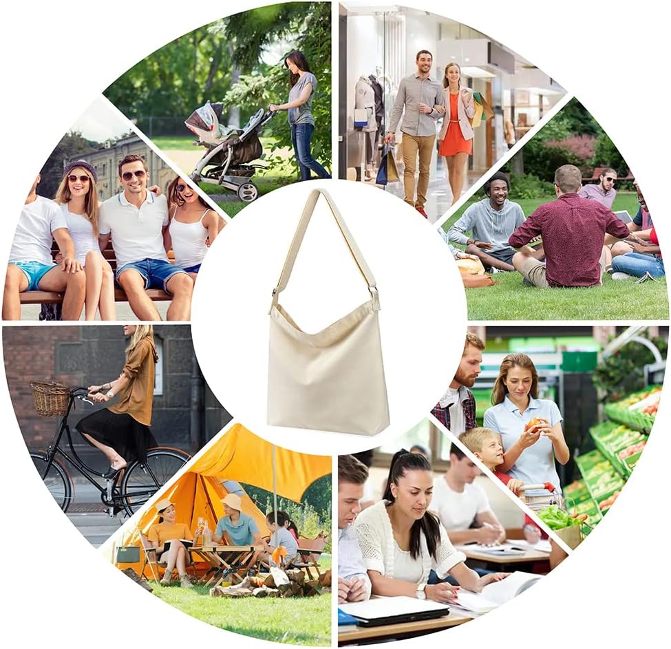 Women's Large Canvas Crossbody Tote Handbag - Blank Design for Customization - Image 8