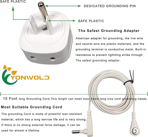 Miniatura 2 de Grounding - Sábana bajera tamaño King, 10% fibra de plata pura + algodón orgánico de 400 hilos, sábanas bajeras de tierra suave con cable de