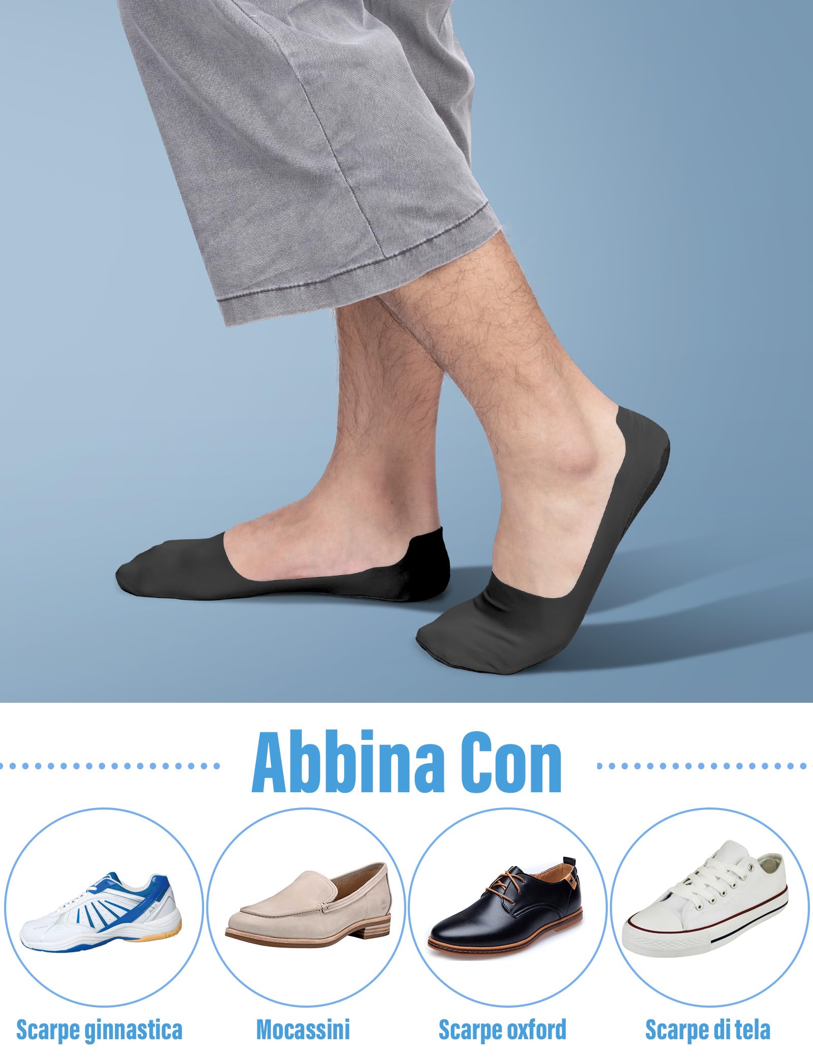Kiiwah 4 Paia Calzini Uomo Corti, Calzini Fantasmini Invisibili Calze Corte Traspiranti Calzini Corti Con Silicone Antiscivolo Fantasmini Scollati