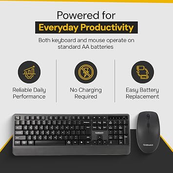 Goldtouch Wireless Keyboard and Mouse Combo. USB Computer Keyboard & Optical Mouse for Desktop PC, Laptop, Mac. Compatible with Windows. 2.4GHz & Bluetooth.