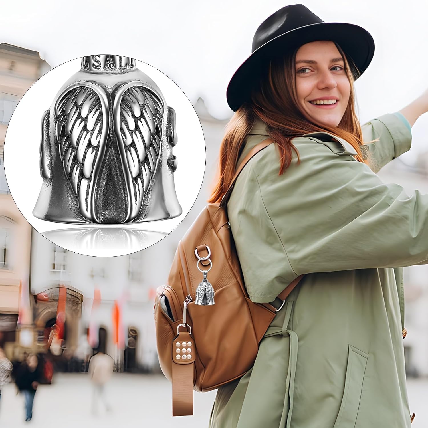 XNZMYN Llavero Moto Campana Guardiana | Personalizado | Anillo Colgante | Motocicletas, Vehículos Eléctricos, Bicicletas, Coches | Amuleto de Protección y Buena Suerte (Plata) — view 6