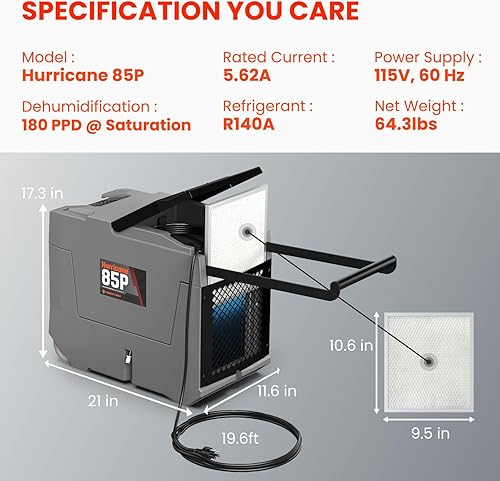 Miniatura 2 de Abestorm Deshumidificador comercial de 180 PPD con bomba, deshumidificadores industriales a 2300 pies cuadrados para espacio de arrastre,