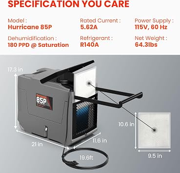 Abestorm 180 PPD Commercial Dehumidifier with Pump CrawlSpace Dehumidifiers
