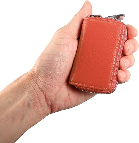 Miniatura 9 de X AUTOHAUX Funda de piel sintética con cremallera multifuncional para llaves de coche, bolsillo para llave remota