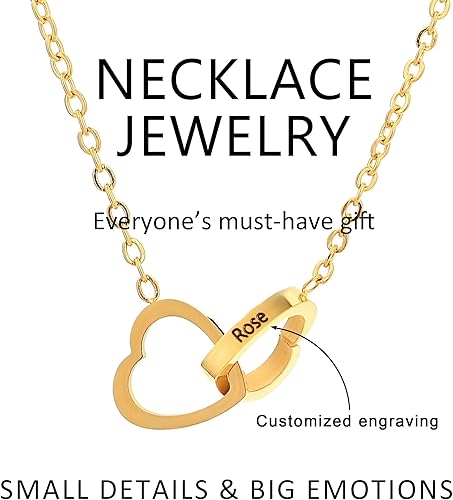 Miniatura 2 de TINGKU Eternal Real Rose Gift Box for Women, Preserved Rose with Customized Engraved Name Heart Necklace, Personalized Forever Flowers for Her Wife