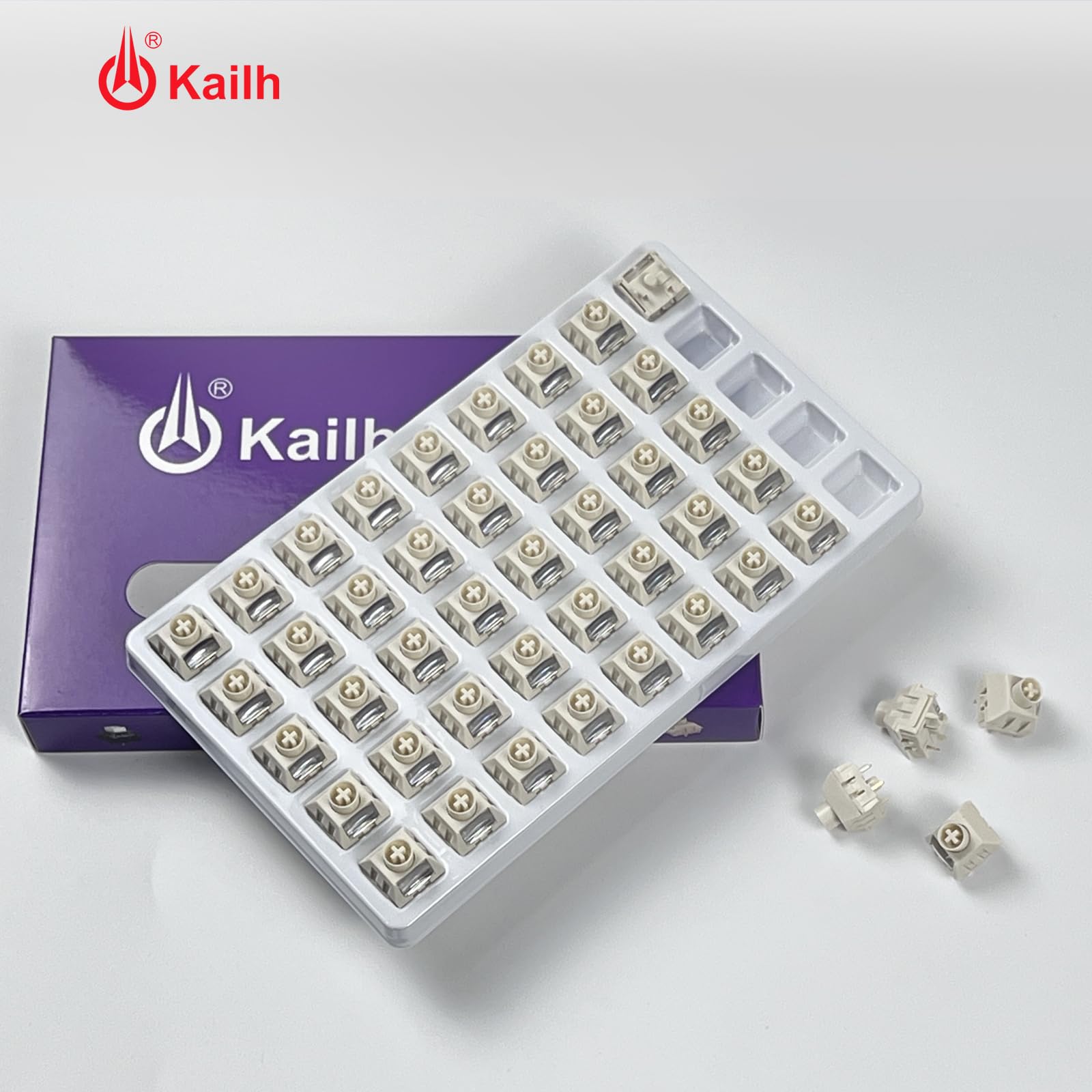 Kailh Box Lot de 108 commutateurs linéaires professionnels en POM pré-lubrifiés, 5 broches 45gf pré-lubrifiés, résistants à la poussière et à l'eau (Ice Cream PRO, 108 pièces)