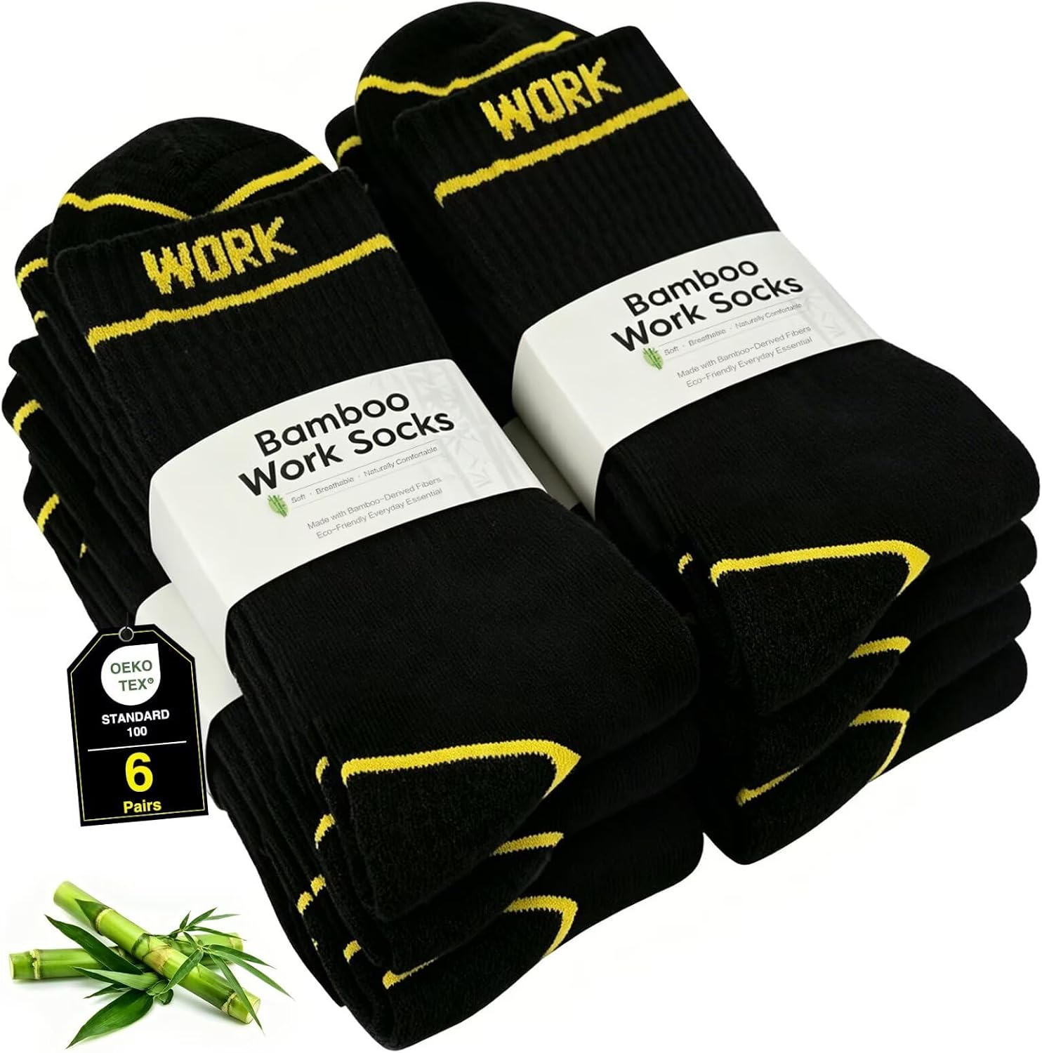 Bamboo Work Crew Socks 6/12 Pairs Full Cushioned Heavy Duty