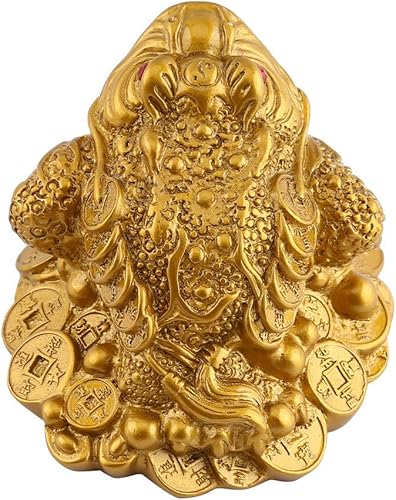 Miniatura 9 de LIZEALUCKY Feng Shui - Estatua de sapo de dinero, amuleto de la suerte, rana para caja registradora, monedas, riqueza, estatua de la suerte,