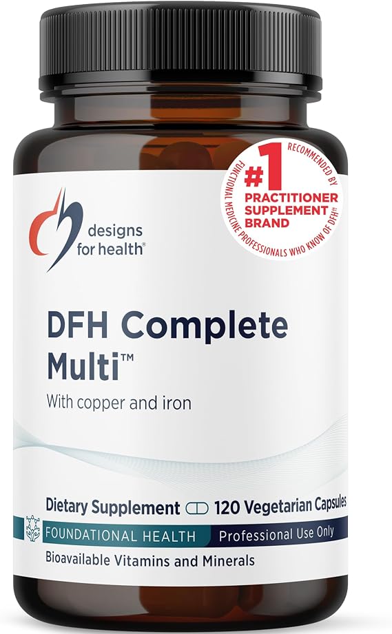 Designs for Health Complete Multi with Copper + Iron - Comprehensive Multi Vitamin + Mineral Supplement with Folate, 1000 IU Vitamin D, Immune Support Vitamins - Multivitamin (120 Capsules)