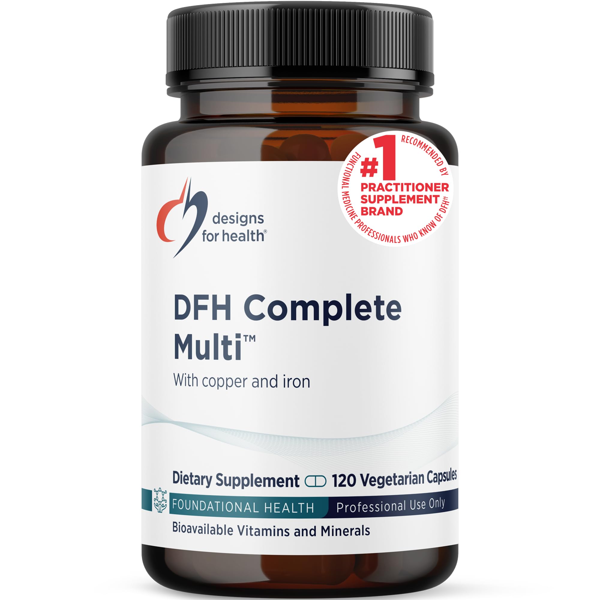 Designs for Health DFH Complete Multi with Copper + Iron - Comprehensive Multi Vitamin + Mineral Supplement with Folate, 1000 IU Vitamin D, Immune Support Vitamins - Multivitamin (120 Capsules)