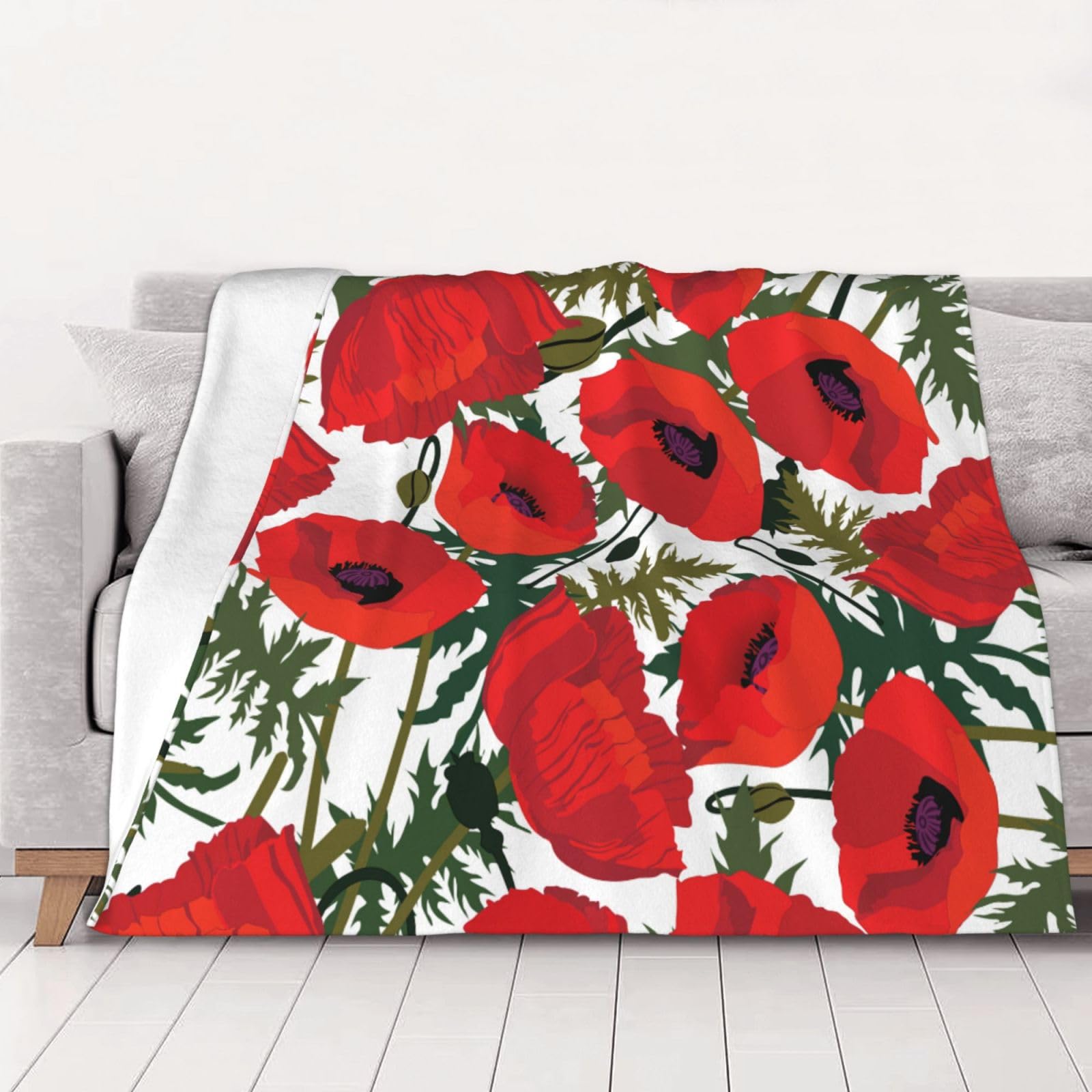 Cadeau pour adultes couverture en flanelle chaude et douce à fleurs