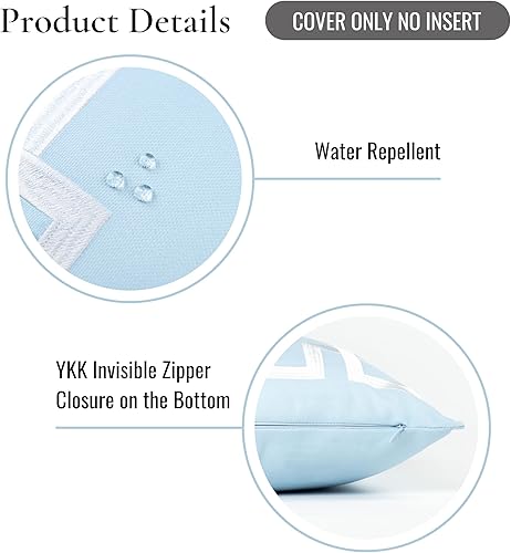 Miniatura 5 de Hofdeco Premium Funda de almohada lumbar para interiores y exteriores, 12 x 20 pulgadas, repelente al agua para patio trasero, sofá, marco bordado