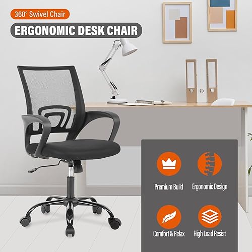 Miniatura 5 de Furniture of America Ryan - Silla ergonómica moderna con respaldo de malla con altura ajustable y función de balanceo, soporte lumbar y balanceo