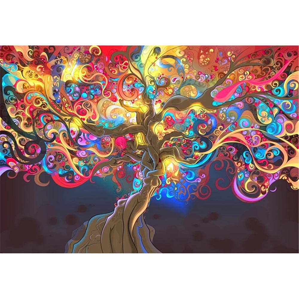 Puzzle per adulti 1000 pezzi, in legno, per Di notte, una fantastica casa sull'albero dai colori vivaci (D ; 1000