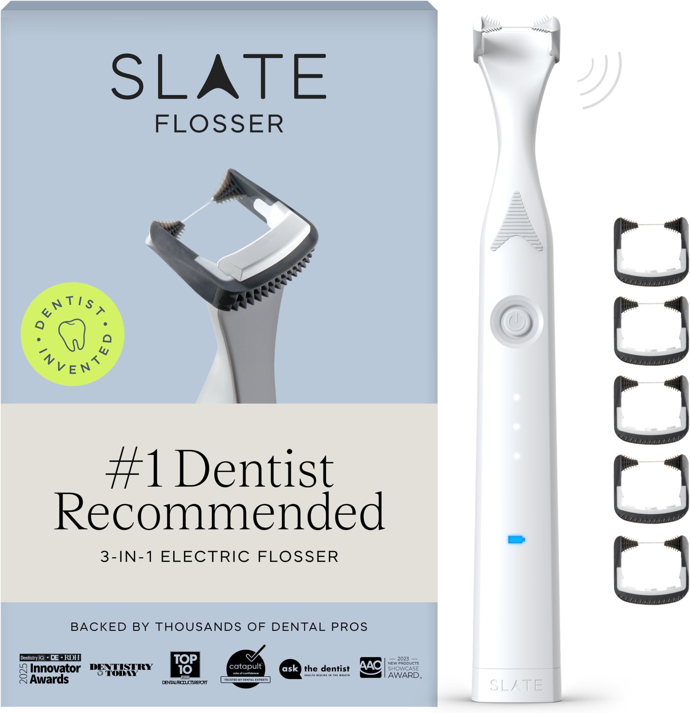 Slate Pro 3-in-1 Rechargeable Electric Flosser, Dentist Invented