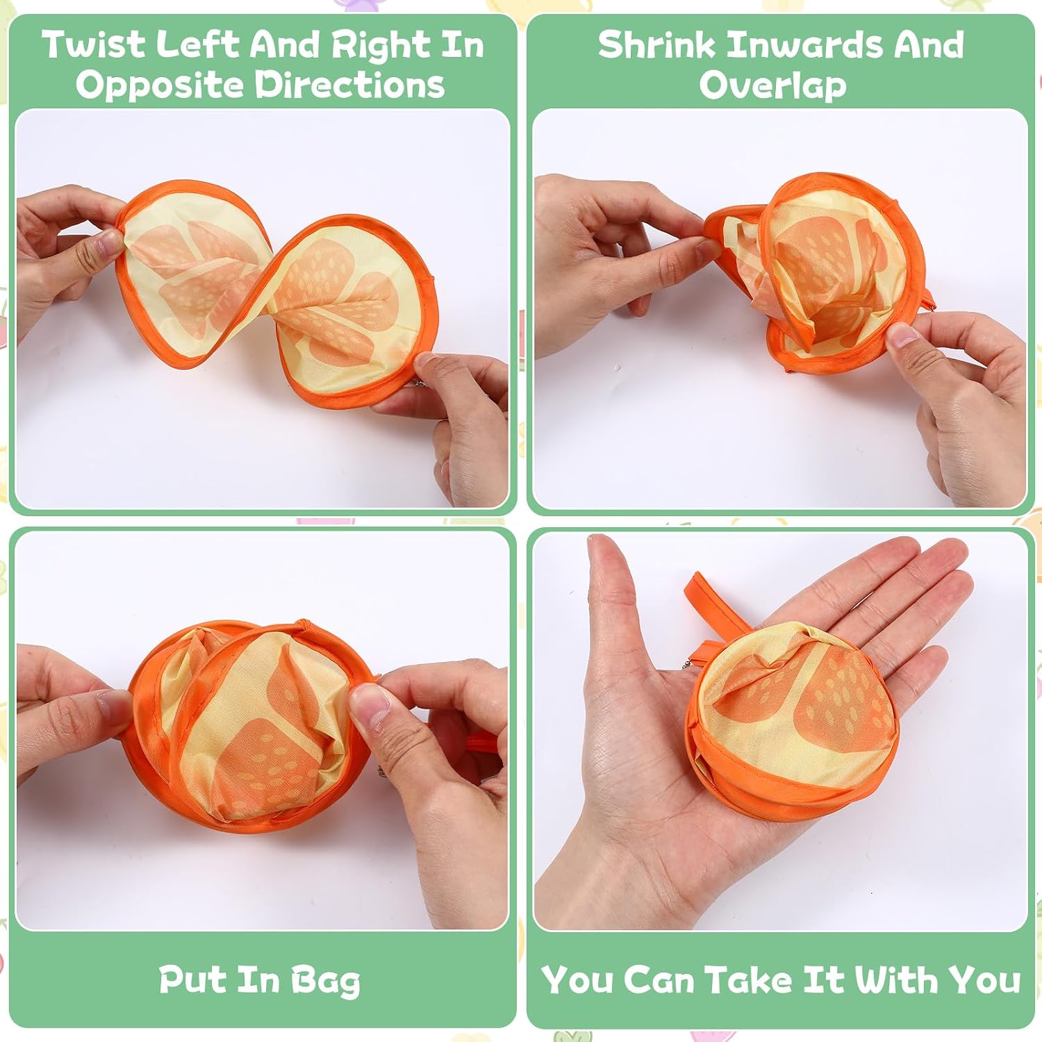 Molain 6 Pcs Round Foldable Hand Fans, Fruit Style Round Handheld Folding Fan Portable Cooling Fans Cooling Fan for Summer Outdoor Travel Festival Party Decorations and Game Favors