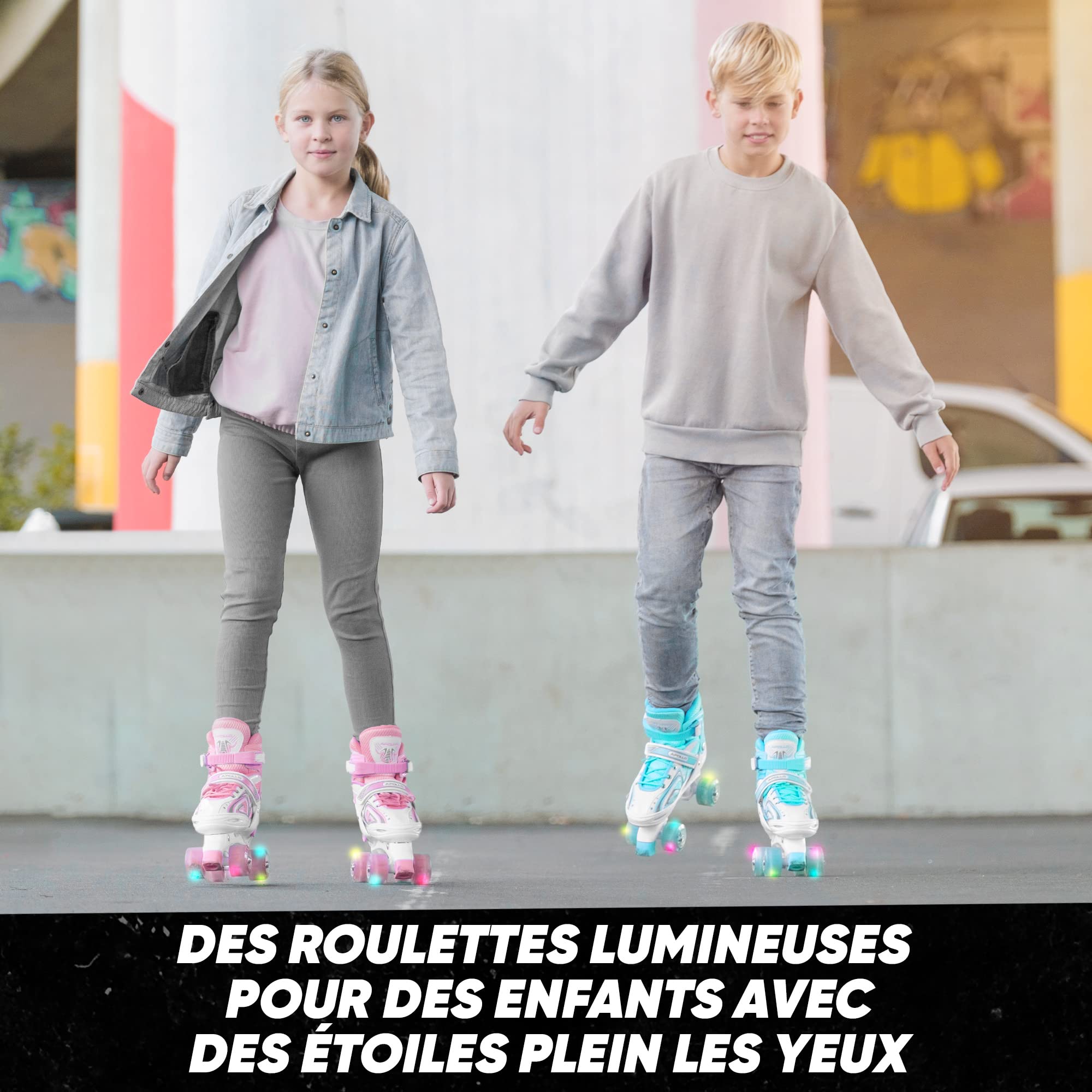 Apollo Super Quad X Pro, Patins à roulettes LED pour Enfants et Adolescents, idéal pour Les débutants, Patins à roulettes Confortables pour Les Filles et Les garçons.