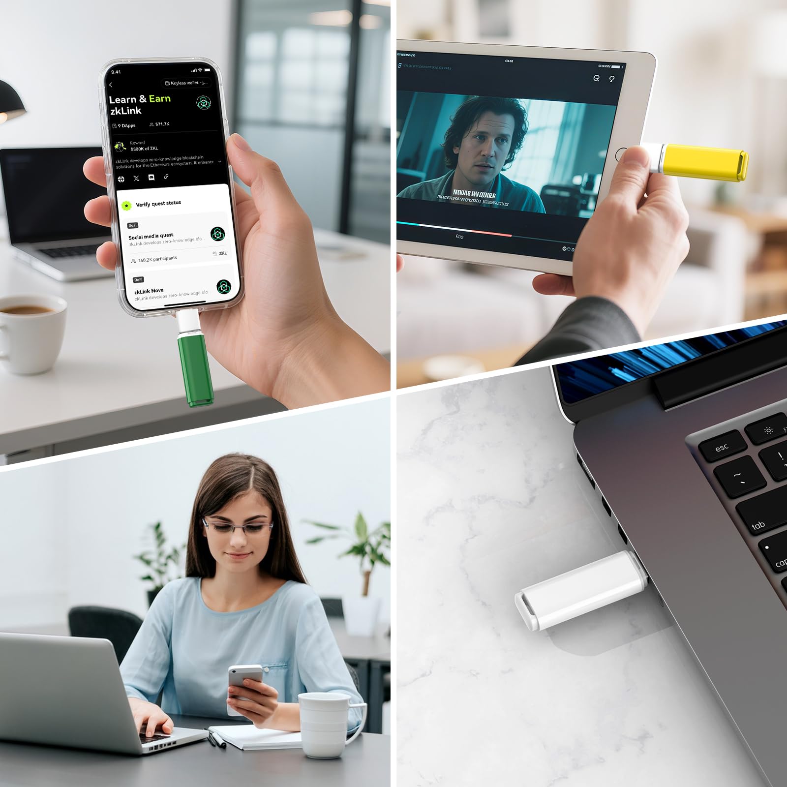 ABLAZE Chiavetta USB 3.0 64GB 5 Pezzi con adattatori Type-C Pen Drive 64GB | per PC/smartphone/computer