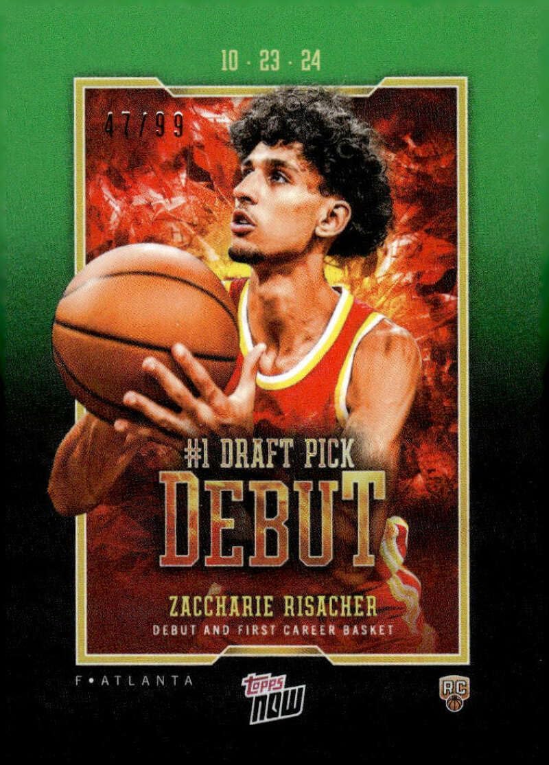 ZACCHARIE RISACHER RC 2024 Topps NOW Green 47/99 ROOKIE #2 Hawks NM-MT Basketball Debut #1 Pick