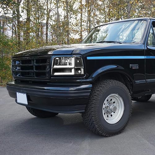 Miniatura 5 de PM PERFORMOTOR LED DRL - Barra de luz LED de repuesto para faros delanteros de doble LED, color negro, compatible con 92-96 F150  F250  F350  92-96