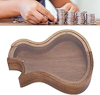 Vista 2 de Bancos de ahorro, regalo ideal de visión clara de madera maciza, alcancía en forma de guitarra para dormitorio